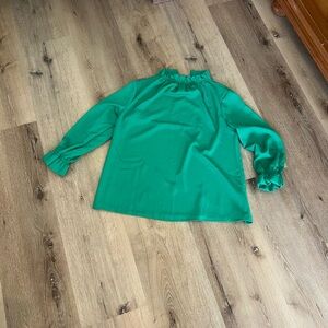 Emerald Ruffle Neck Blouse